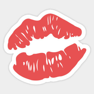 Red lips mark drawing Sticker